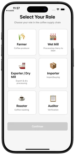 CoffeeID — Select Your Role